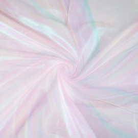 Ganeen 11 Yard Iridescent Fabric Organza Fabric Sheer 59 Inches Wide Rainbow Laser Gradient Lace Holographic Gauze for DIY Dress Curtain Costume Background Wedding Party Home (Pink)