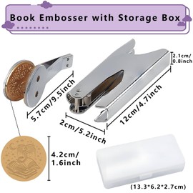 CRASPIRE Dragon Embossed Stamp Book Ex Libris Library 1.6in Stainless Seal Stamper Hand Held Embosser Bookplate Bookish Teacher Notary for Graduation Gift Envelope Wedding Invitation Paper Napkin