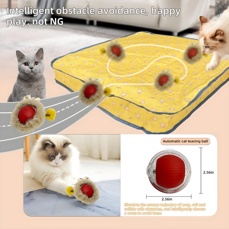 HUPIRCT Interactive Cat Toys for Indoor Cats, Fast Rolling Ball