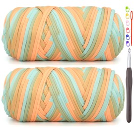 Paquete de 2 hilos para ganchillo, playera de arco iris, playera gruesa elástica, gruesa, de ganchillo para principiantes, ganchillo, bolsa de tejer a mano, cesta, posavasos, manualidades, decoración