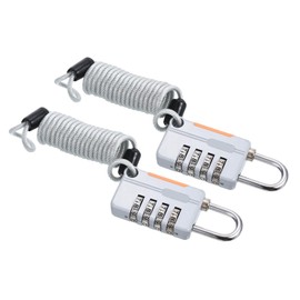 PATIKIL 2 Pack 4 Digit Combination Lock, Helmet Padlock Cable Lock Gym Locker Lock with 3.28Ft Flexible Security Steel Lock Wire for Bike Locker Travel Luggage, Grey