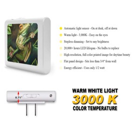 Plug in Dimmable LED Night Light with Dusk to Dawn Auto Sensor, Adjustable Brightness, Warm Light, Auto On-Off Nightlight for Bathroom, Hallway, Nursery, Bedrooms - Yellow Eyed Tree Frog