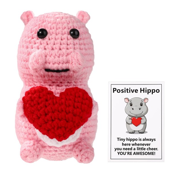 TOYMIS Positive Hippo, 3.94in Positive Crochet Animals Hippo with Large