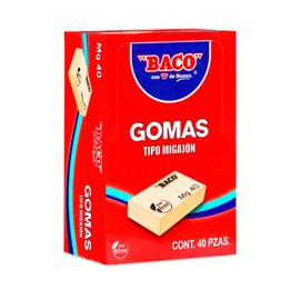 Baco | Goma Migajón MG-40 - Caja con 40 Gomas de Borrar, No Tóxico Libre de PVC (40 Gomas)