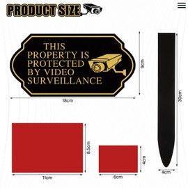 Private Property No Trespassing Sign, 7.09 x 3.54 Inches Self Adhesive Modern Design No Trespassing Sign with Stake Garden Statement Plaque Private Property Warning Signs (1 Pack)