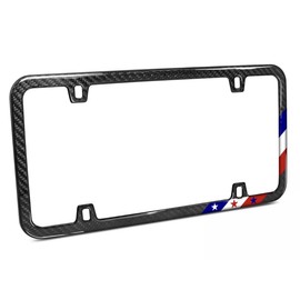 BLVD Real Black Carbon Fiber USA Amercan Flag Sports Stripe Slim License Plate Frame