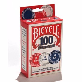 Novelty Corp - 100 Fichas para Póker, Bicycle, Juegos de Casino, Multicolores, Diseño Antiderrapante, Alta Resistencia, Juego de Mesa