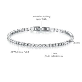 Donvii Tennis Bracelet for Women -18K Gold Plated Tennis Bracelet with Cubic Zirconia stones, 2.5mm (w) Size 17Inch (L) Perfect for adding a touch of elegance to any outfit., 2.5mm x 17 cm, Cubic
