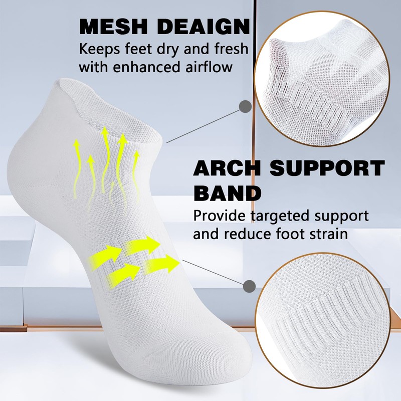 Walifrey Ankle Socks for Women, 6 Pairs Low Cut Athletic