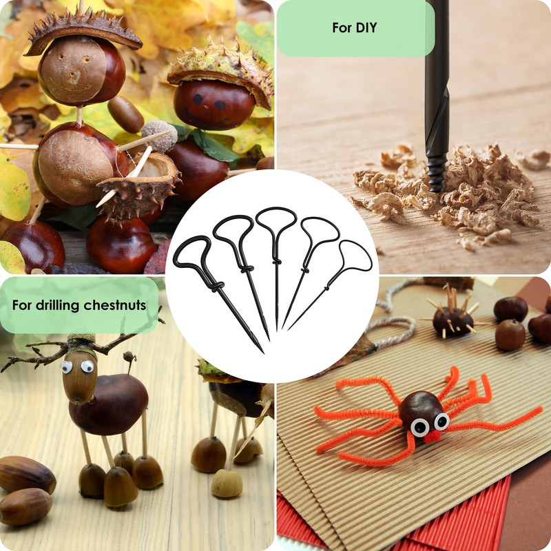 Kitchen Helpis® Practical Chestnut Drill Set, 5-Piece Chestnut Set, 1.5-5