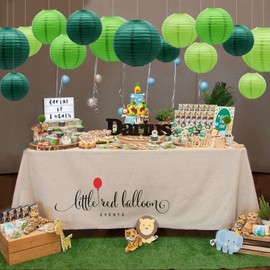 Green Paper Lanterns Party Decorations, Round Hanging Lantern for St. Patrick's Day, Graduation, Wedding, Tropical Jungle Theme Birthday Party Football Theme Baby Shower Decorations