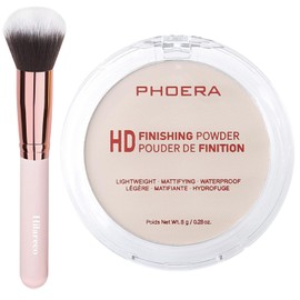 PHOERA Foundation Pressed Face Powder, Soft Focus Setting Powder, Silky Powder For Creating Without Shine, Smooths Pores & Lines, Up to 24H Wear Oil Control,0.28 Oz (002 Banana)