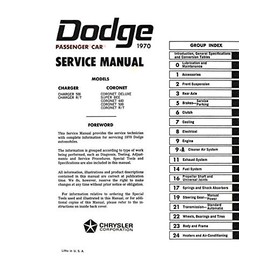1970 Dodge Charger, Coronet Service Manual