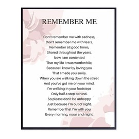 ShopHaven Remember Me Poem Wall Art, Funeral Poem, Memorial Gift, Memorial Poem, Loved One, Mourning, Grief Memorial Sign, Funeral Poem Sign (11x14) - UNFRAMED
