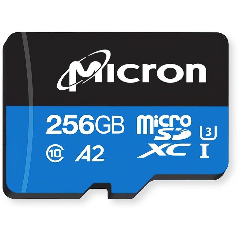 Micron MTSD256AKC7MS-1WT MicroSDXC Card, 256GB Storage Capacity, Black and Blue,