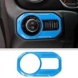 Voodonala for Jeep JL Headlight Switch Trim for 2018-2024+ Jeep Wrangler JL JLU Gladiator JT 4xe Interior Accessories, ABS Light Blue