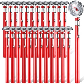 Xuhal 24 Pcs Stainless Steel Kitchen Thermometer with 5 Inch Long Stem 1 Inch Dial Thermometer Milk Frothing Food for Oven Probe Meat Grill BBQ Cooking Chocolate Water (Red)