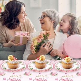 20 Pcs Happy Mother's Day Disposable Floral Paper Plates 9 Inch Round Flowers Butterfly Happy Mother's Day Dinner Plates Supplies for Mom's Day Party Family Dinner Table Decorations