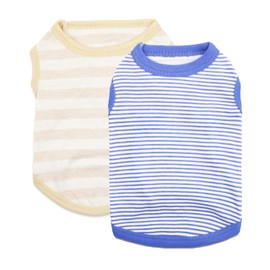 DroolingDog Dog T Shirts Striped Dog Clothes Puppy Cotton Soft Vest, Medium, Pack of 2