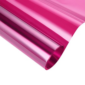 Transparent Decorative Window Film Anti UV Colorful Adhesive Vinyl Heat Insulation Solar Window Tinting Sheets Glass Film for Christmas Home Decoration, 17.7Inch x 16.5Feet, Dark Pink
