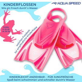 Aqua Speed Training Fins Soft for Children I Short Fins Pink I Swimming Fins I Short Fins Girls Child I Swimming Pool Fins I Snorkelling I Training I Pink Size 25-29 (S) I Frog