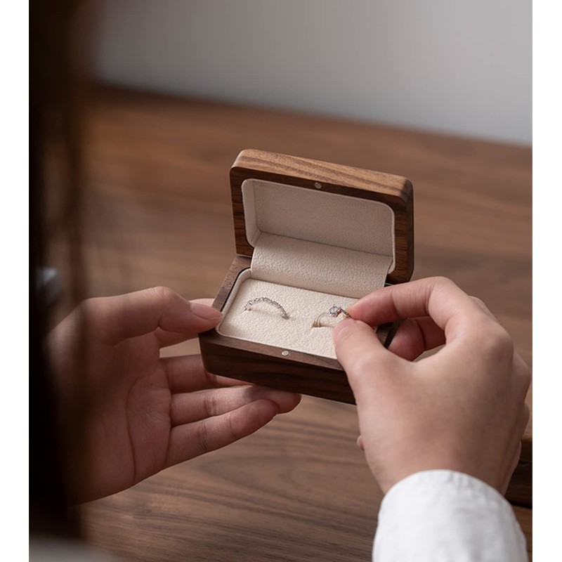 CrweanWcee Ring Case, Mini Ring Case, Wooden Pairing Case, Pair
