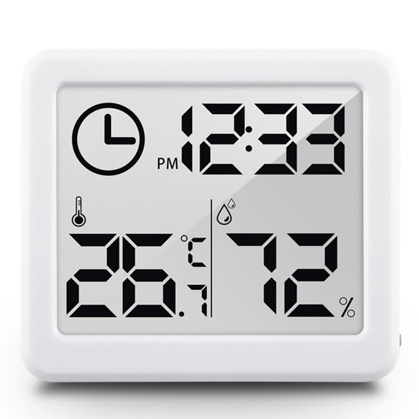 ミニ＆温度計 1本セット スイッチ 粘着/嵌入使用可能 デジタル液晶スクリーン 温室ハウス/地下室/家庭/ベビールームなど/爬虫類/適用 黒 時計 デジタル 温度計