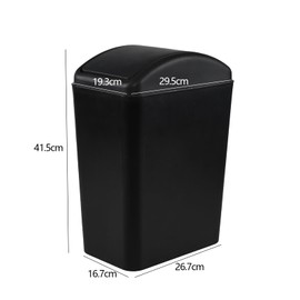Qqbine 20 Litre Swing Top Bin Small, Plastic Trash Can with Swing Lid, Black