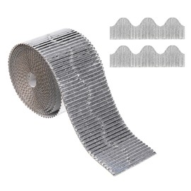 PATIKIL 3.9inch x 49.2ft Bulletin Board Border, Scalloped Trim Paper Corrugated Paper for Locker Classroom Decor Black White Cork Poster Boards, Silver