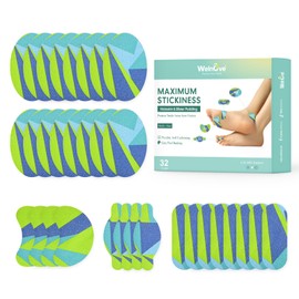Welnove Moleskin Adhesive Pads for Feet,Blister Bandages for Feet, Mole Skin Patch for Feet Heels, Skin Tape Stickers for Feet - 32 Sheets of 4 Shapes, Patterned