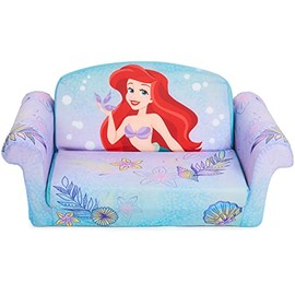 Marshmallow Furniture, Children's 2-in-1 Flip Open Foam Compressed Sofa, Disney's The Little Mermaid