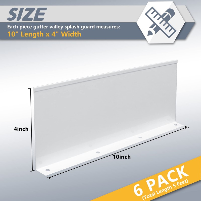 Flamorrow 6 Pack Aluminum Gutter Valley Splash Guards, Rainwater Roofing