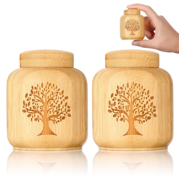 Mini Urns for Human Ashes Made of Bamboo - Set