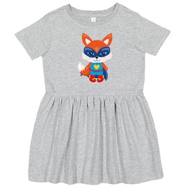 inktastic Superhero Fox, Cute Fox, Orange Fox, Mask, Cape Toddler Dress 5-6 Heather Grey 4467b