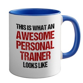 Flairy Land Personal Trainer Two Tone Blue Edition 11oz - Personal Trainer Looks Like - Gym Fitness Instructor Coach Weighlifting Athlete Bodybuilding Exercise Training Workout