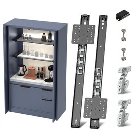 Cabinet Pocket Door Slide System Kit 22",2PCS Inset Sliding Hardware for Hidden Cabinet Doors, 45lbs Capacity, Space Saving Pocket Door Hardware for Kitchen, Pantry, Closet