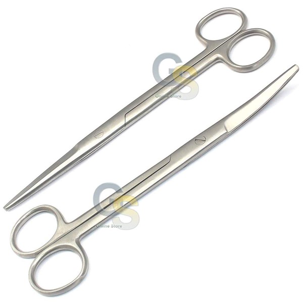 G.S 2 Assorted Mayo Dissecting Scissors 6.75'' Straight + Curved