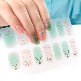 Nanosase 3D Nail Stickers Art, Stylish Nail Polish Strips with Extra Replacement Nail Decals.(Set of 2) (K13 Pretty Jolly)
