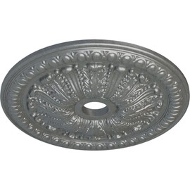 Ekena Millwork CM27TOPLS Tomango Egg & Dart Ceiling Medallion, 27 7/8"OD x 3 7/8"ID x 2 1/2"P, Hand-Painted Platinum
