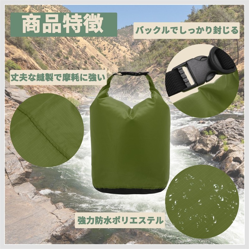 RENEWREVITAL ドライバッグ 防水バッグ S-容量:3L スタッフバッグ 完全防水 バッグ 小さめ トートバッグ 撥水