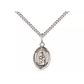Bliss Sterling Silver Saint Anne Medal Pendant Necklace 18" Chain GiftBox