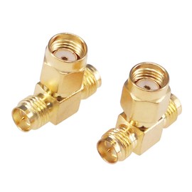 RFaha 4pcs Antenna Adapter RPSMA Male to Dual RPSMA Female Connector T Type 3 Way Splitter Antenna Converter(NOT for TV)(F05-4)