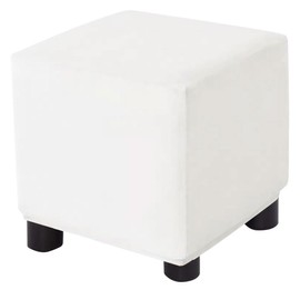 Bifaunvogel Ottoman Cover Square Velvet Storage Ottoman Slipcovers Thick Stretch Footrest Foot Stool Covers Protector with Elastic Band(Small-White)