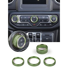 Savadicar Savadicar Climate Control Panel Knob Trim Kit & Light Control Switch Cover, Air Conditioner Knob Aluminum Alloy Ring for 2018-2024 Jeep Wrangler JL JLU & Gladiator JT, Interior Accessories, Green