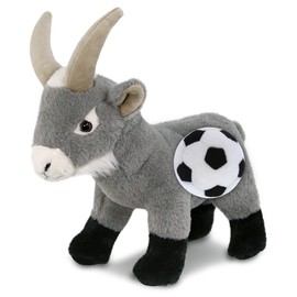 DolliBu Grey Goat Stuffed Animal with Soccer Ball Plush - Soft and Huggable Goat, Adorable Playtime Plush Toy, Cute Farm Life Gift, Super Soft Stuffed Doll Animal Toy for Kids, Adults - 12 Inches