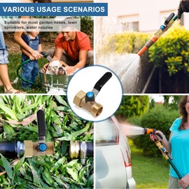OPERMAXER Brass Garden Hose Shut Off Valve Full Flow, Heavy Duty No Restricted-Flow Water Shut-Off Connector，3/4" GHT Garden Hose Ball Valve Adapter Coupling,2 PCS(304 Stainless Steel Handle)