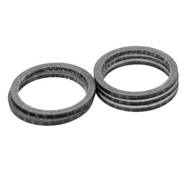 X AUTOHAUX 5pcs Headset Spacer Matte Black Carbon Fiber Handlebar Stem Spacers Fit 1 1/8 Inch Stem for MTB Mountain Road Bikes Bicycle Cycling 2mm