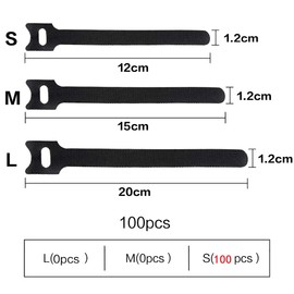 Rhimooay Pack of 100 Cable Ties, Resealable, 120 x 12 mm, Reusable Velcro Cable Ties, Velcro Cable Ties, Velcro Cable Ties, Velcro Cable Ties, Velcro Straps