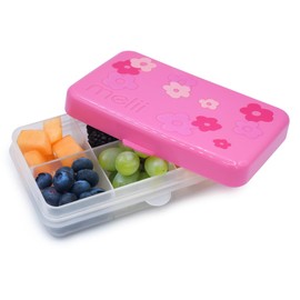 melii Mini Snackle Box – 6 Compartments, Divided Snack Container, Food Storage for Kids and Adults, Removable Dividers, Arts & Crafts, Beads, BPA-Free, Flowers