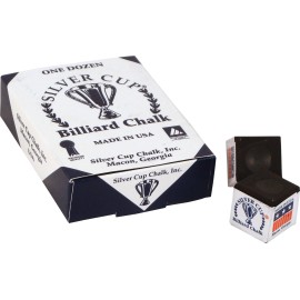 Silver Cup Billiard Pool Cue Chalk - Box of 12 - Box of 12 Tan Silver Cup Chalk
